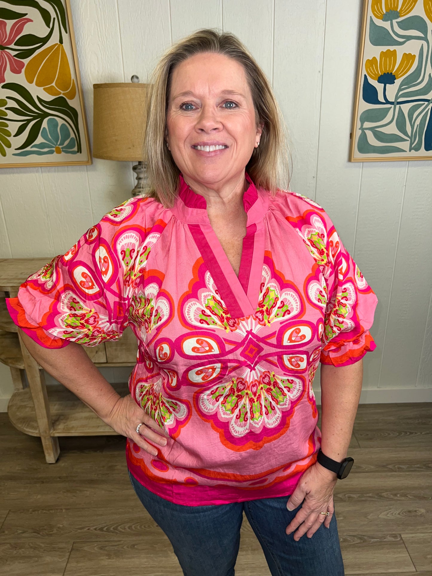 Fuchsia Charm Puff Top