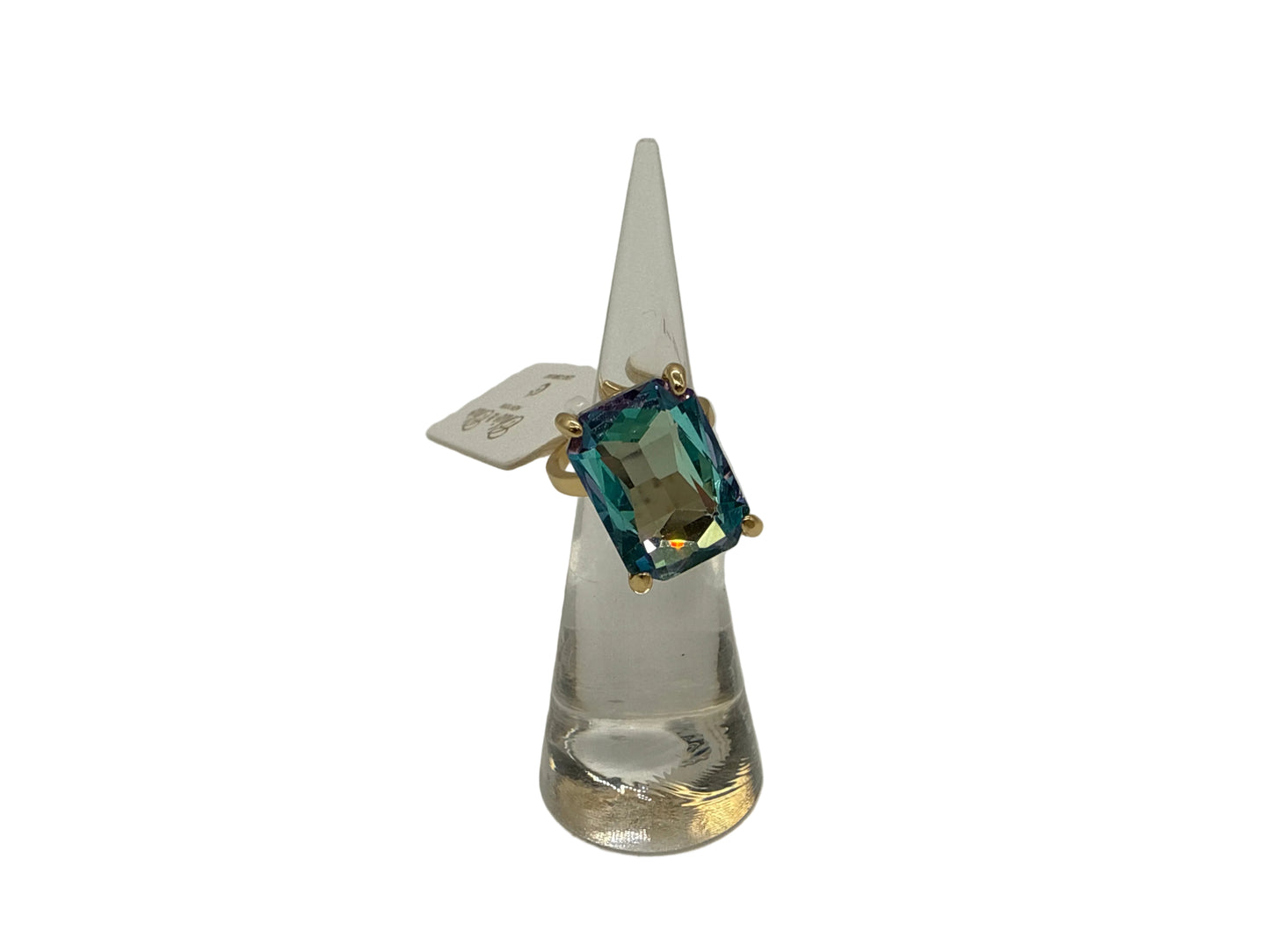 MODERN CLASSIC RECTANGULAR GLASS CRYSTAL ADJUSTABLE RING