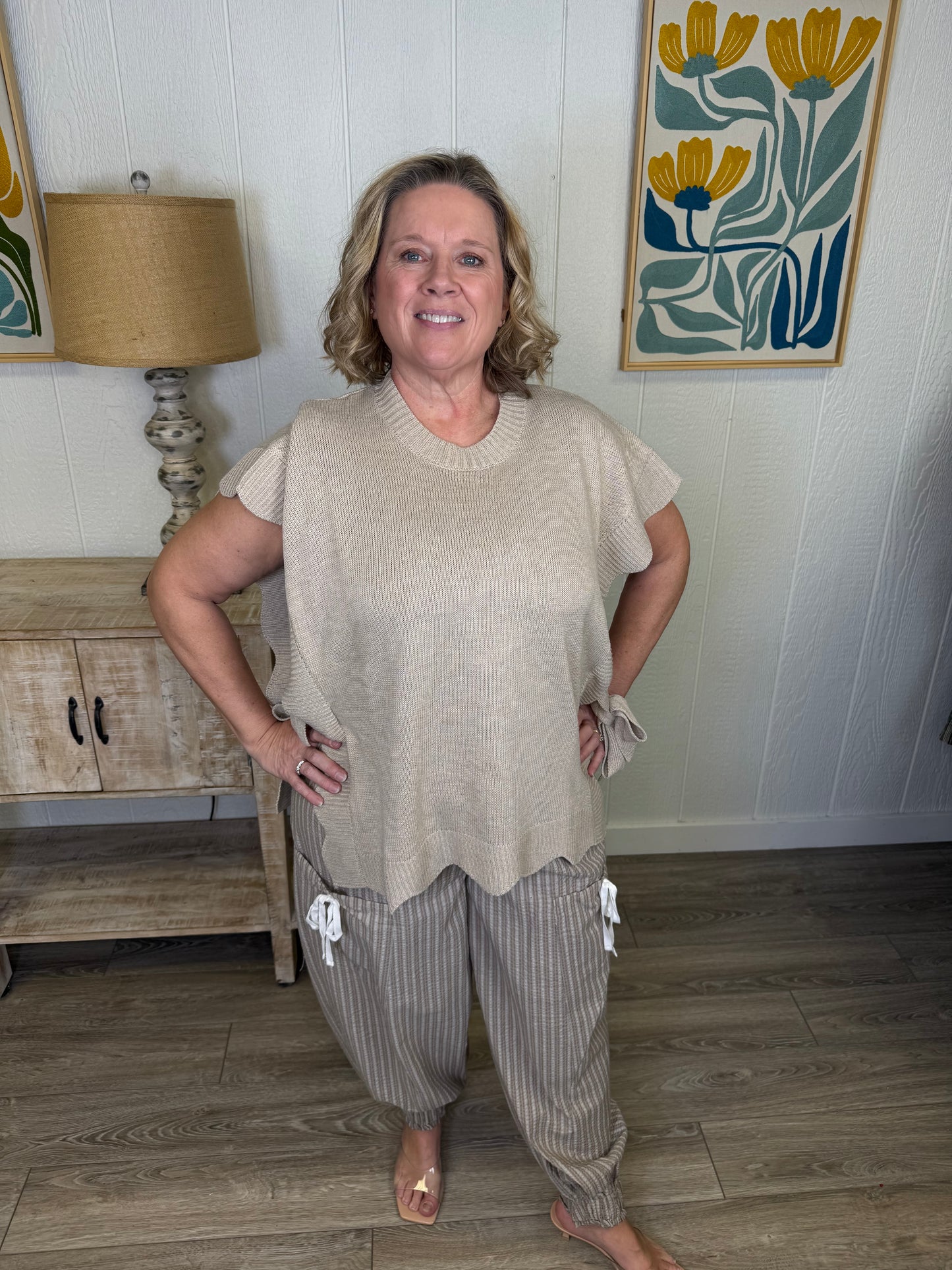 Sand Stripe Cinch Pants