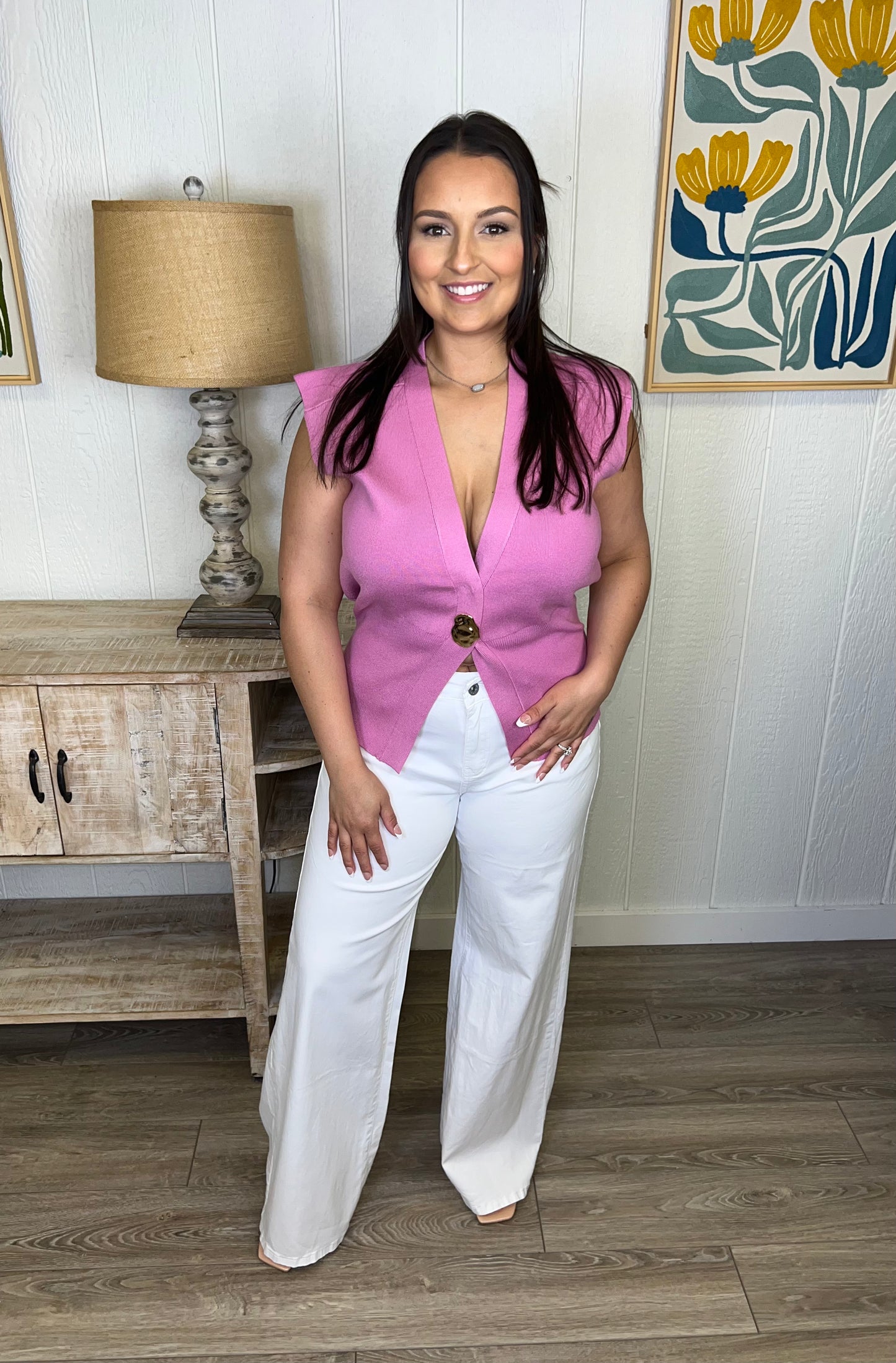 Rosé Luxe Buttoned Vest