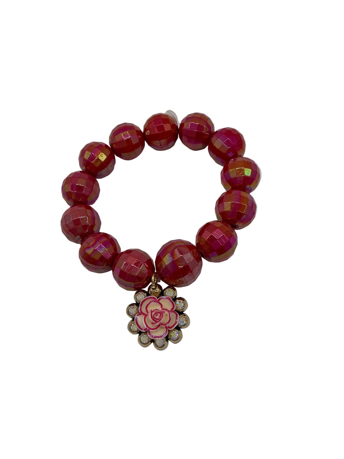 RED IRIDESCENT BRACELET WITH CHARM