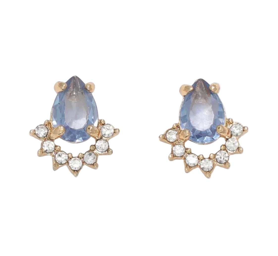 Blue & Clear Crystal Post Earrings