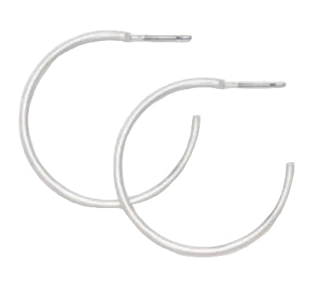 Brushed Silver Hoops