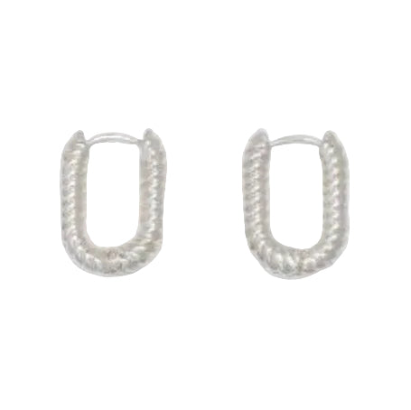Small Ribbed Silver Hoops