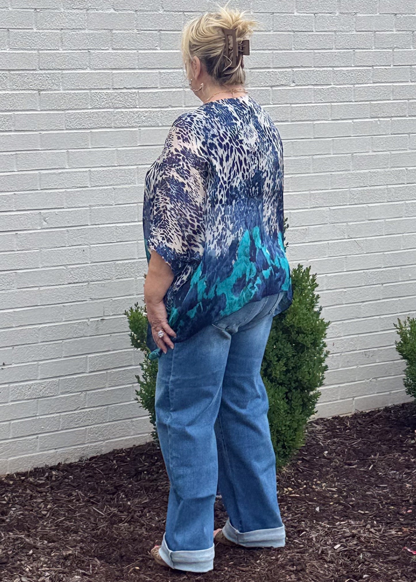 High Rise Cuffed Wide Leg Jean