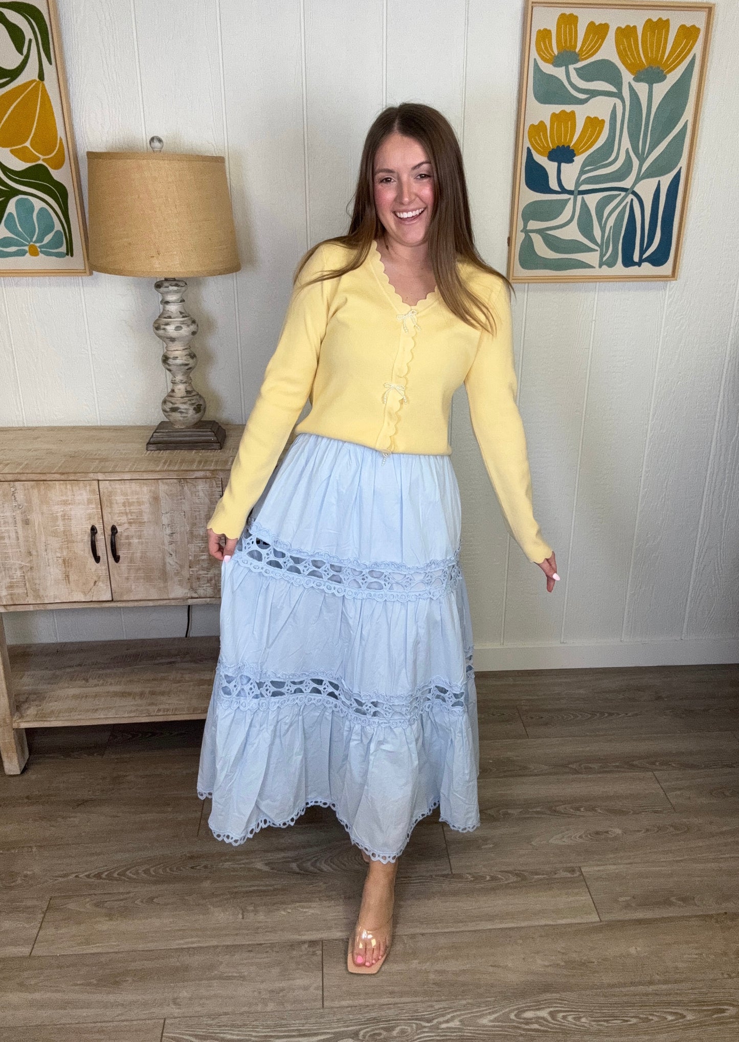 Powder Blue Grace Midi Skirt
