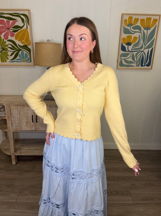 Buttercup Pearl Bow Sweater