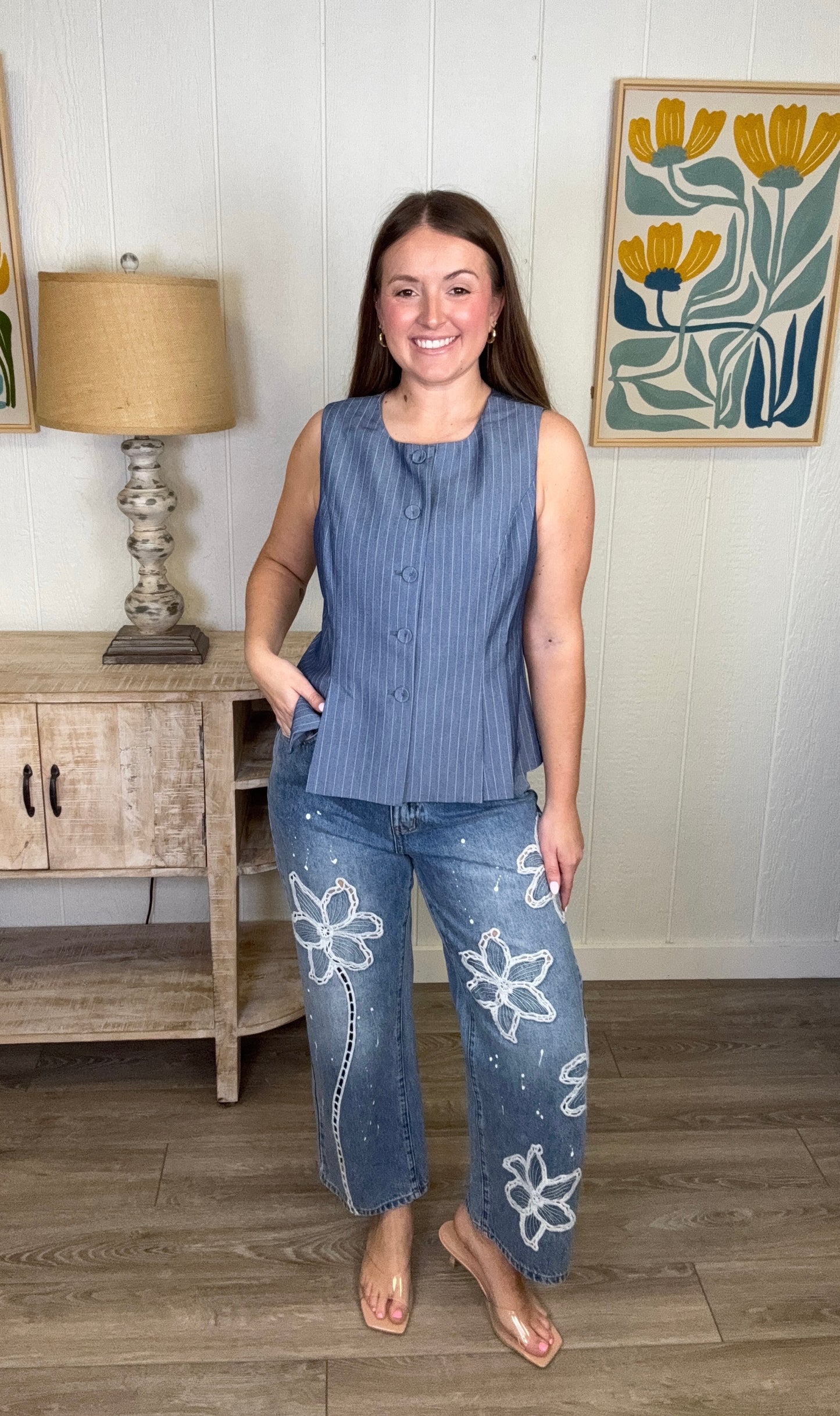 Garden Emblem Wide Leg Pants