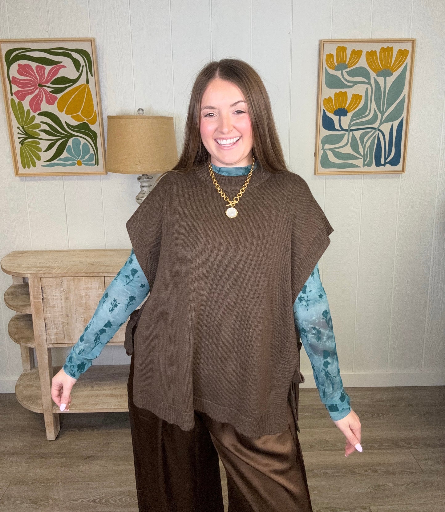 Brown Tie Sweater Pullover