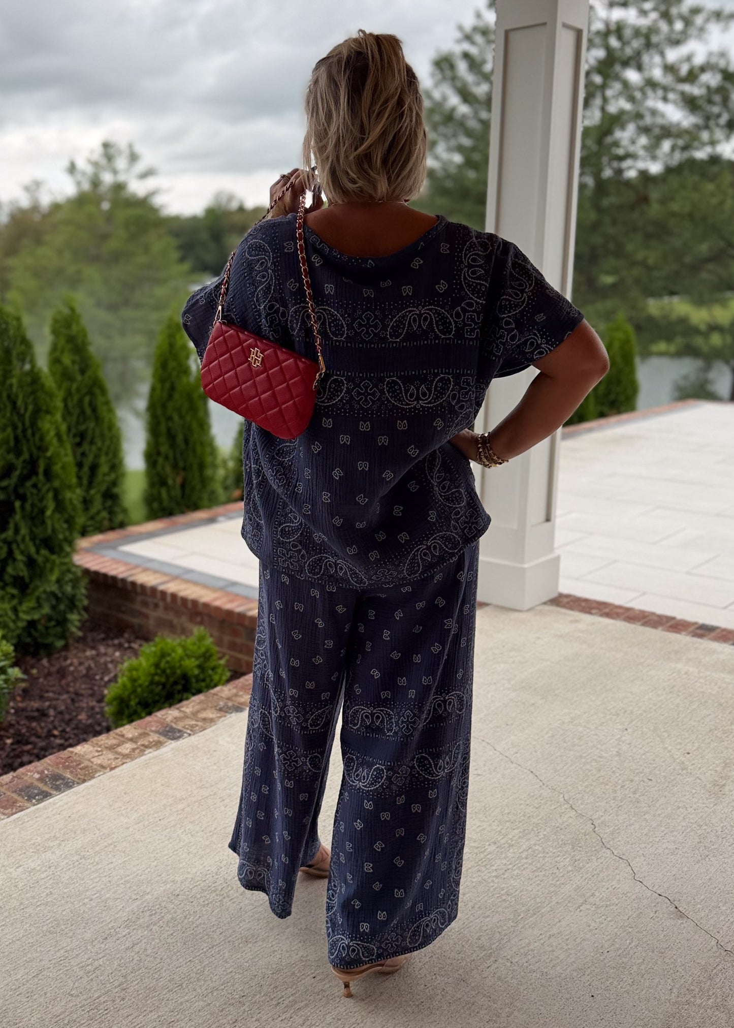 Navy Bandana Blouse