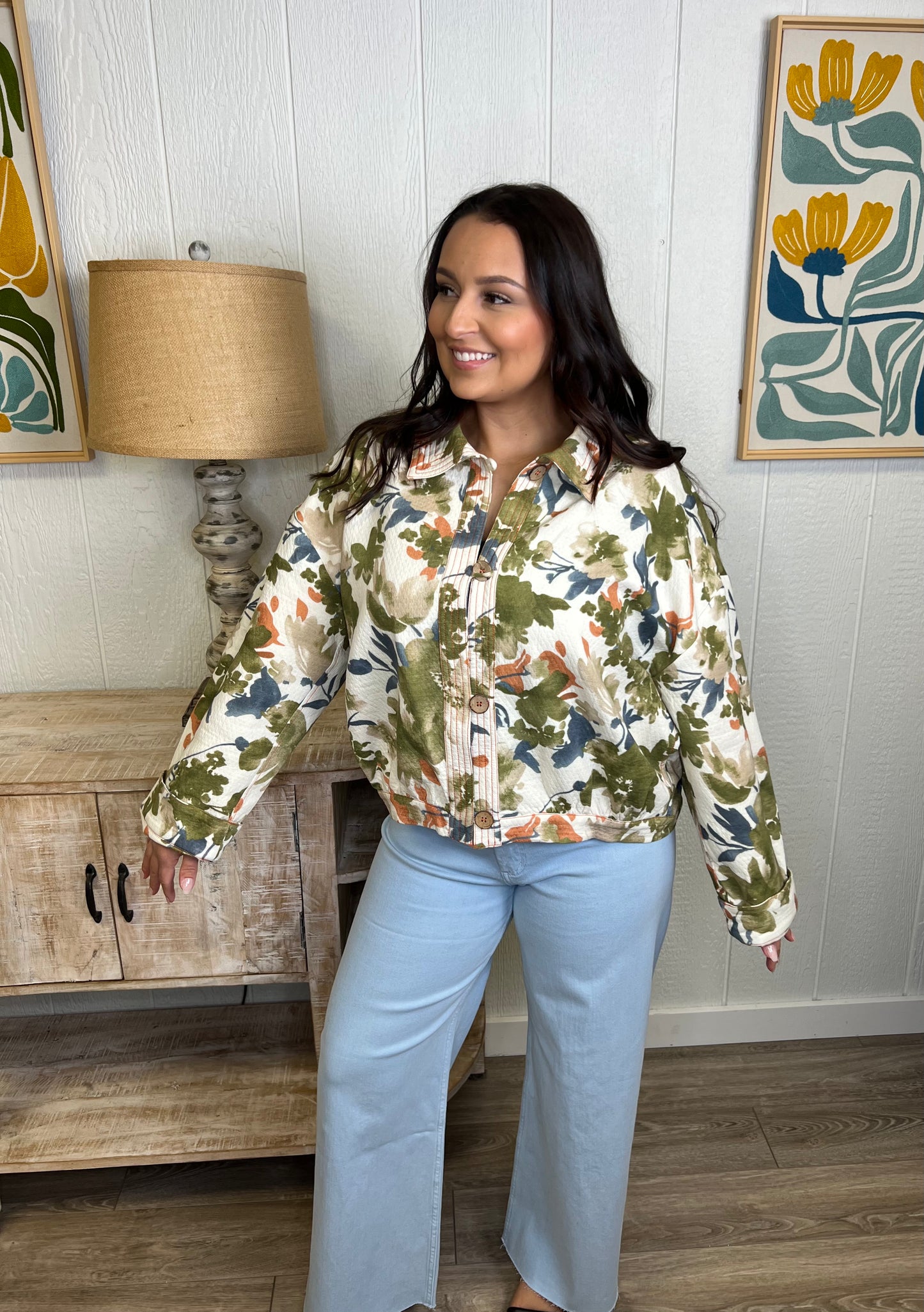 Floral Olive Bloom Jacket