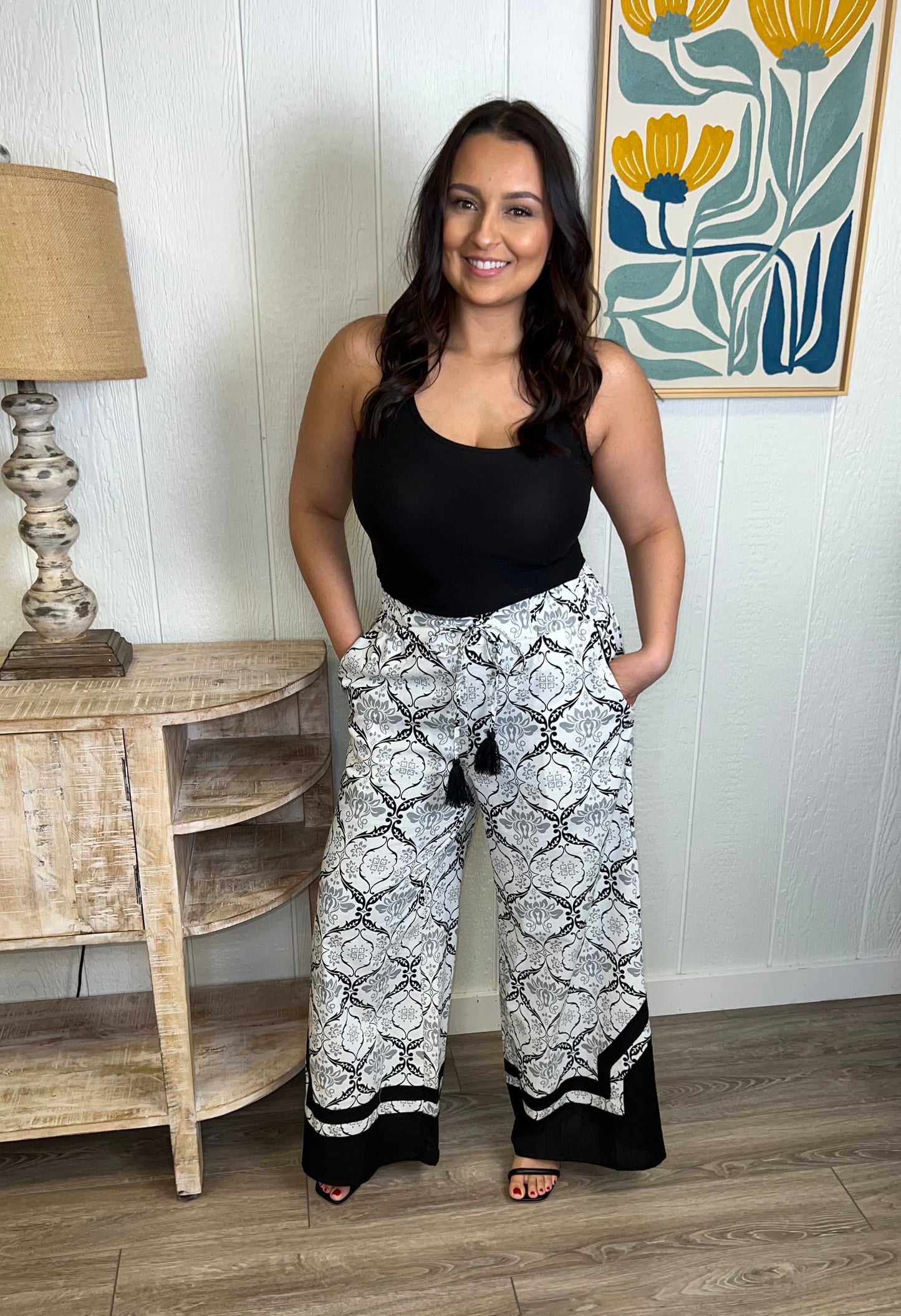 Midnight Bloom Wide Leg Pants