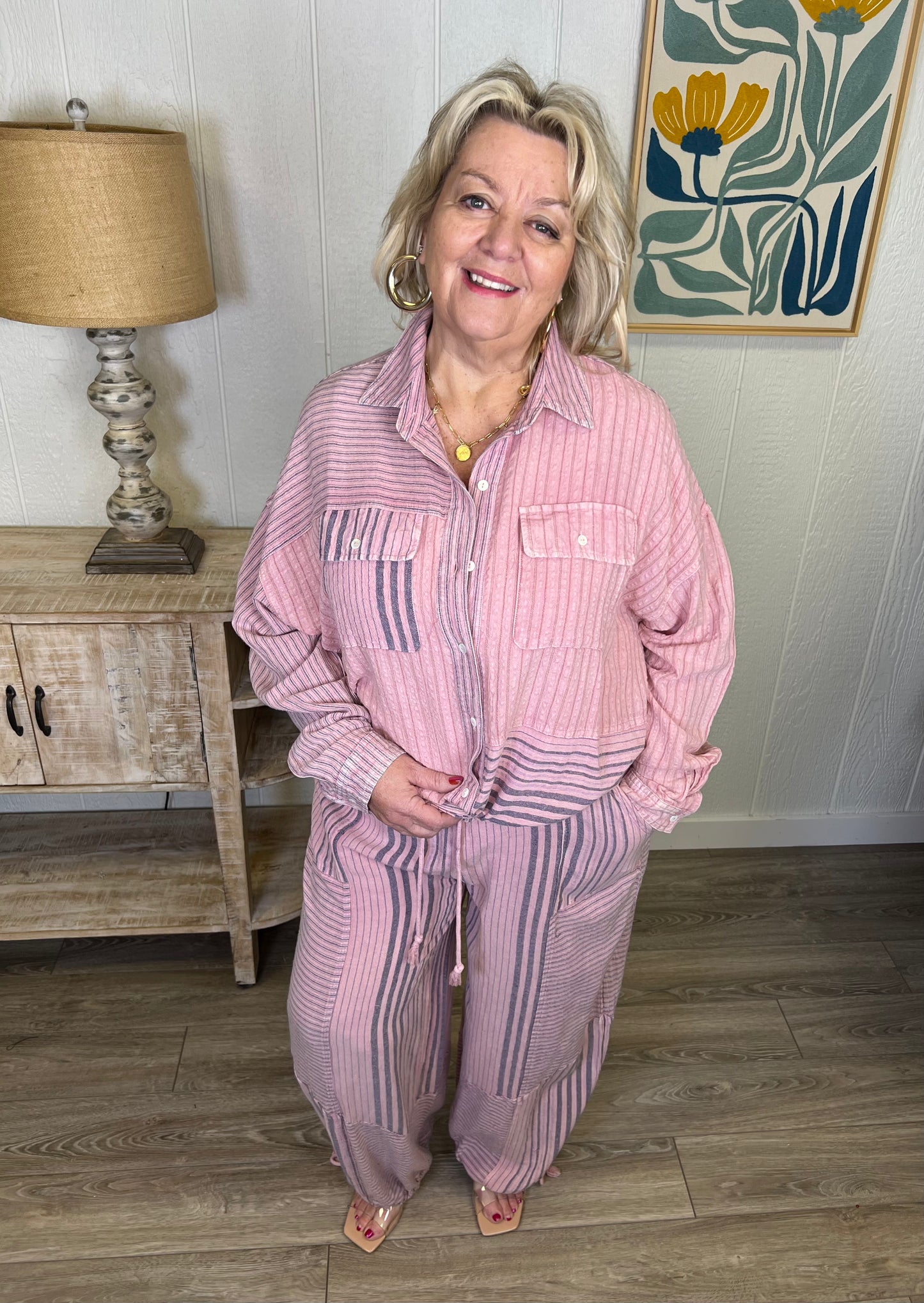 Rose Stripe Statement Set