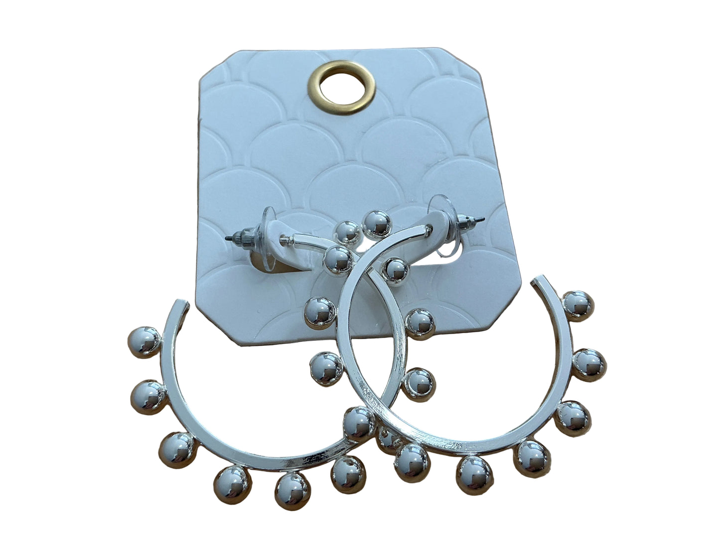 Silver Hoop with Silver Bead Earring