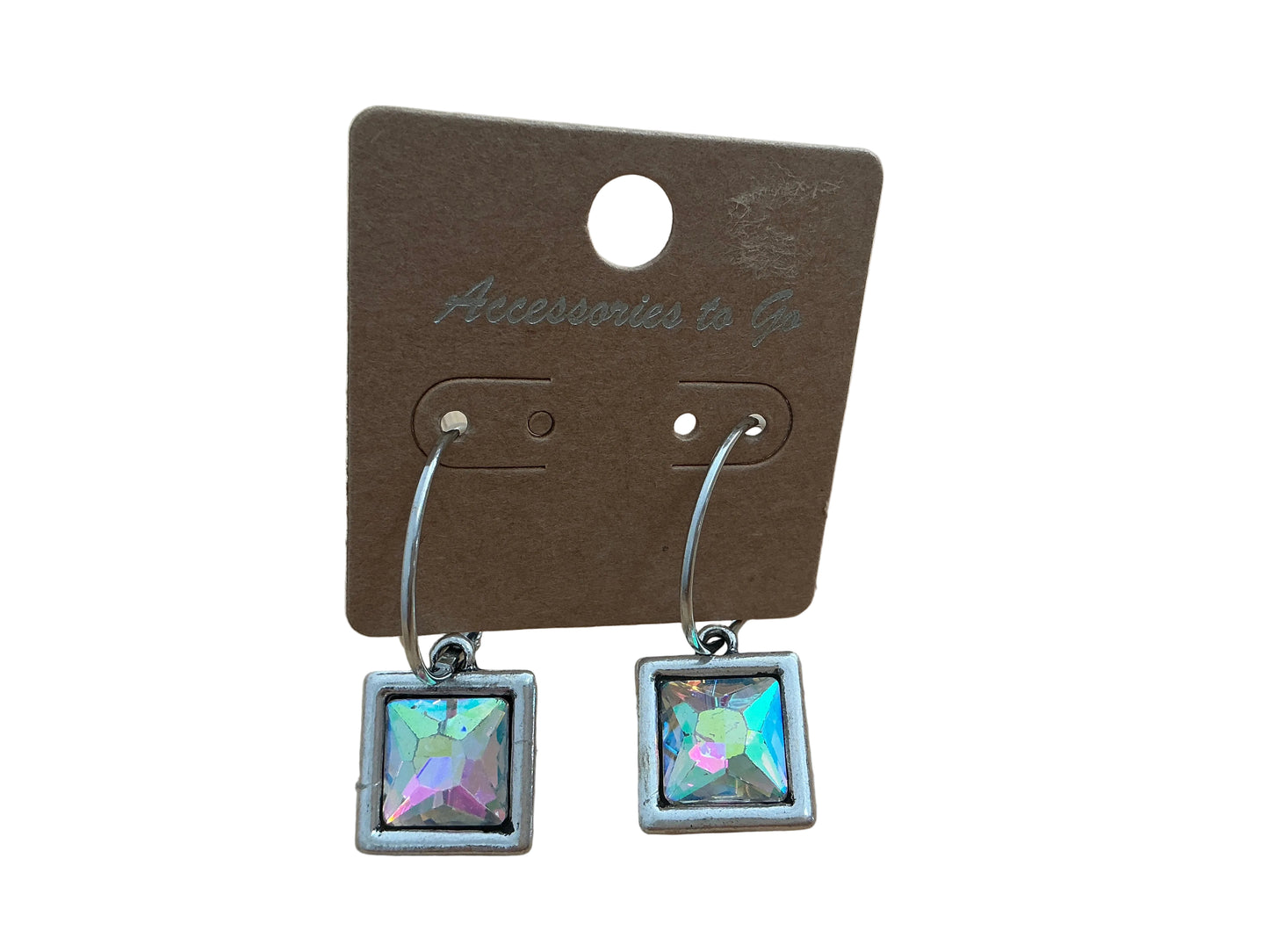Prism Square Silver Hoop Earrings