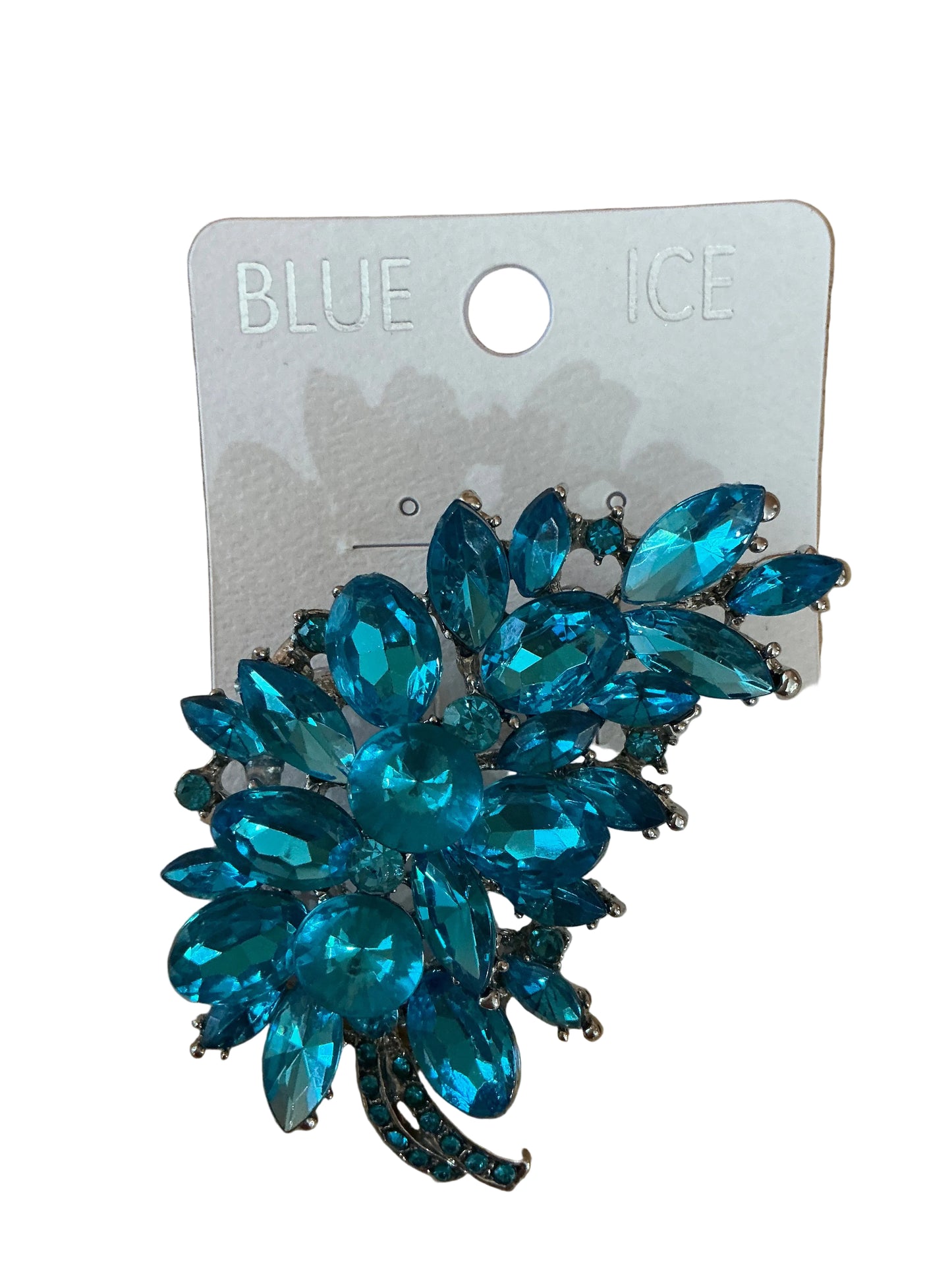 GLASS CRYSTAL LEAF BROOCH