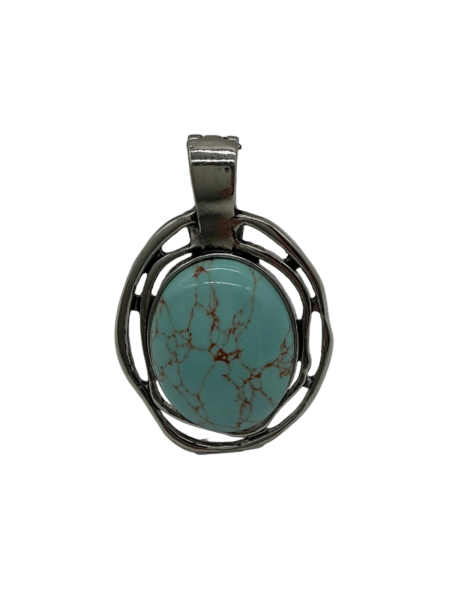 LARGE TURQUOISE & SILVER PENDANT
