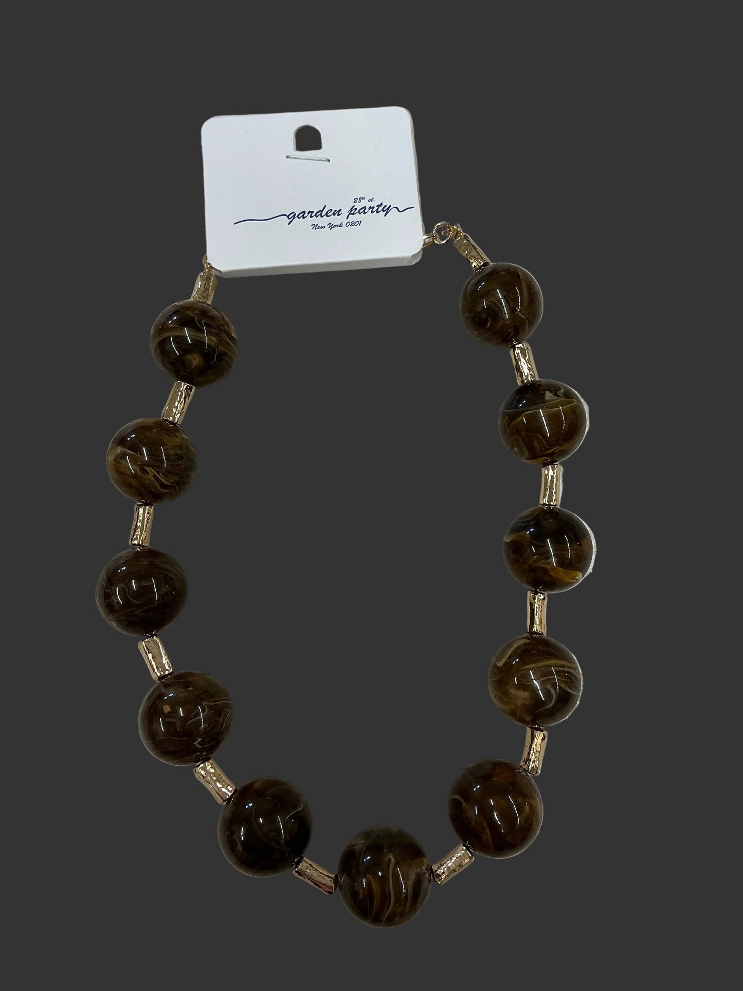 MARBLE & GOLD BEAD NCK(NN87282