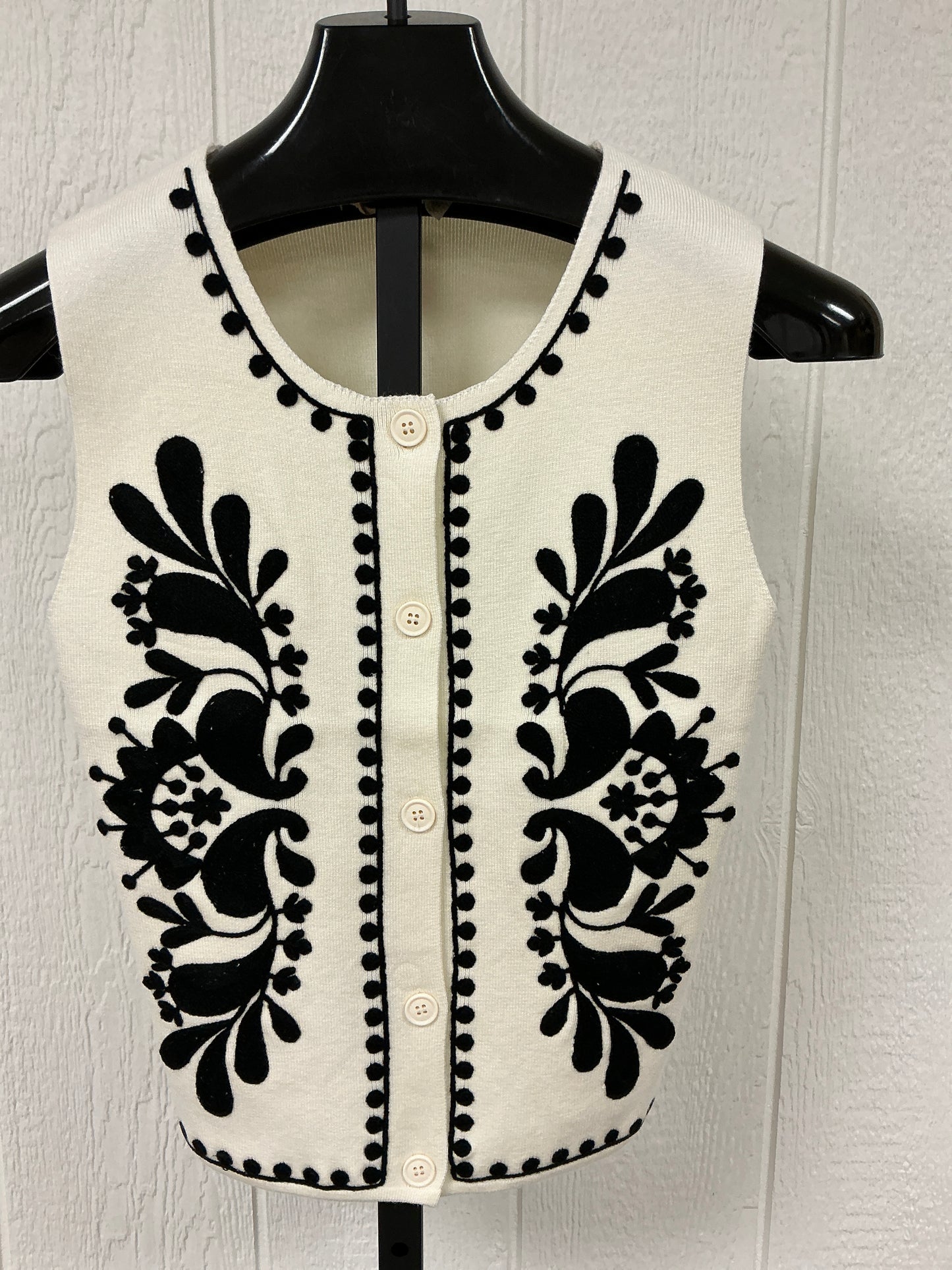 IVORY/BLK SWEATER VEST