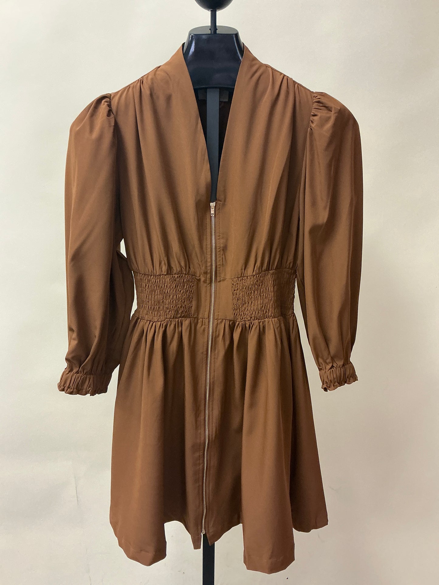 Classy Zip Ruched Waist Dress