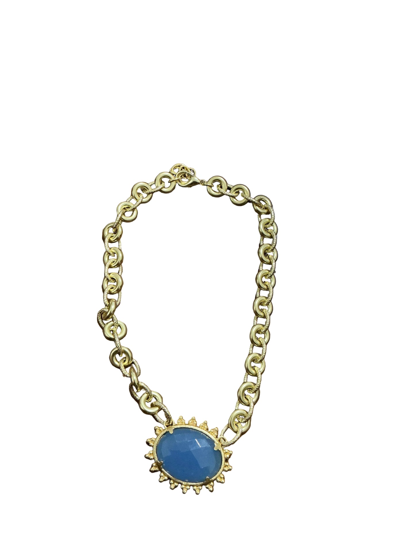 GOLD CHAIN NECKLACE W/BLUE JEWEL