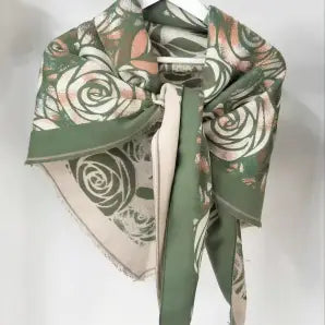 Rose Pattern Triangle Scarf