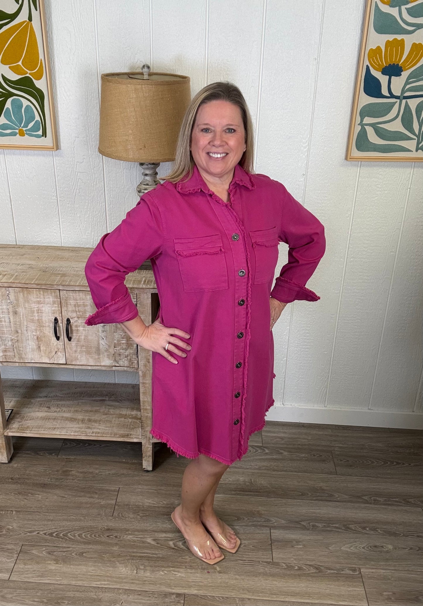 Cotton Pink Twill Dress