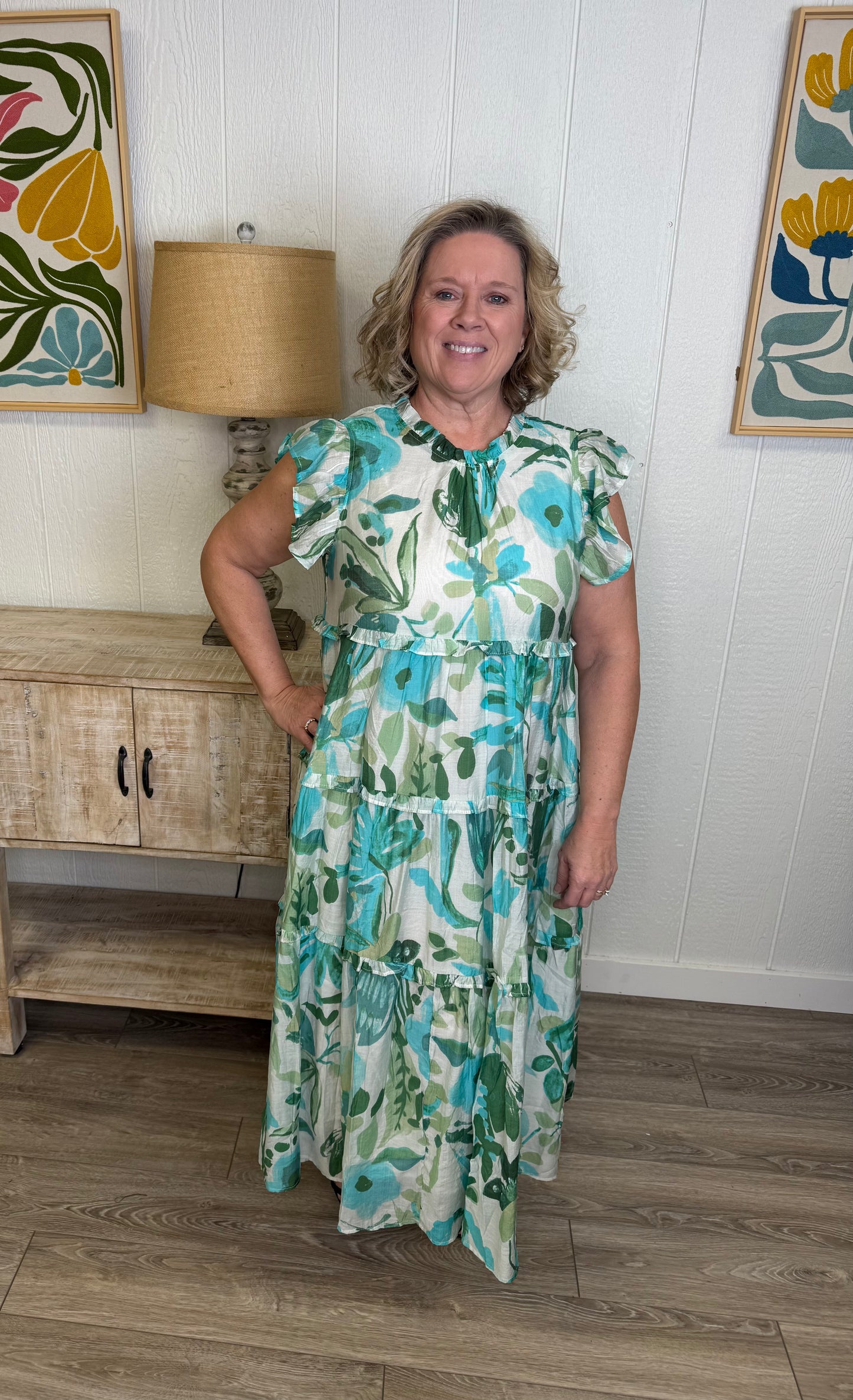 Teal Watercolor Maxi