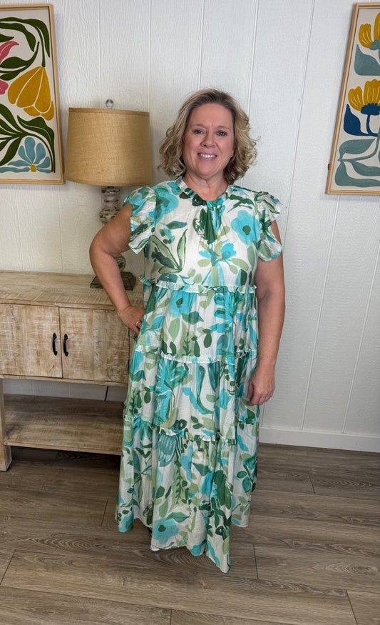 Teal Watercolor Maxi