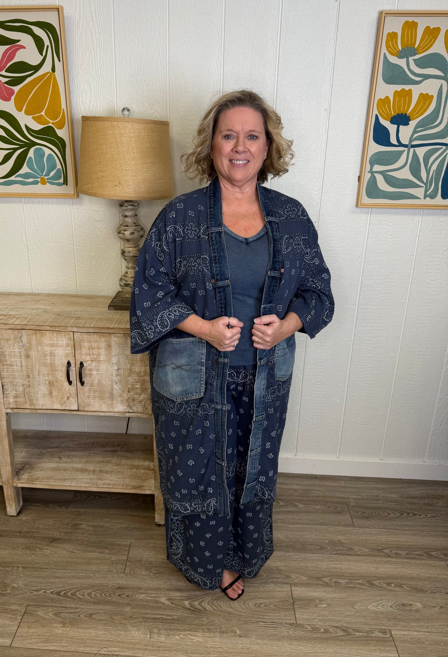 Navy Revival Bandana Cardigan