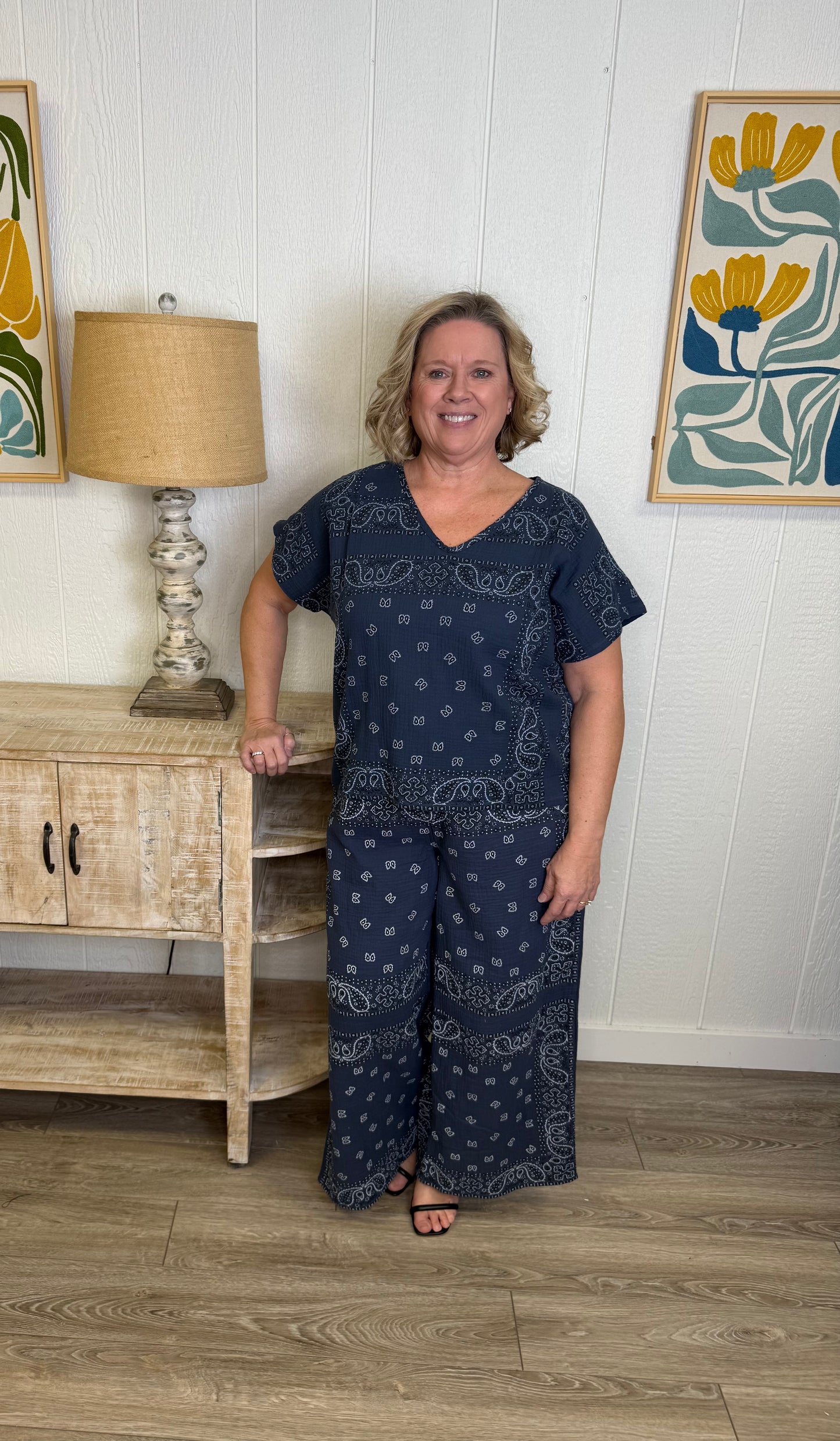 Navy Bandana Flow Pants