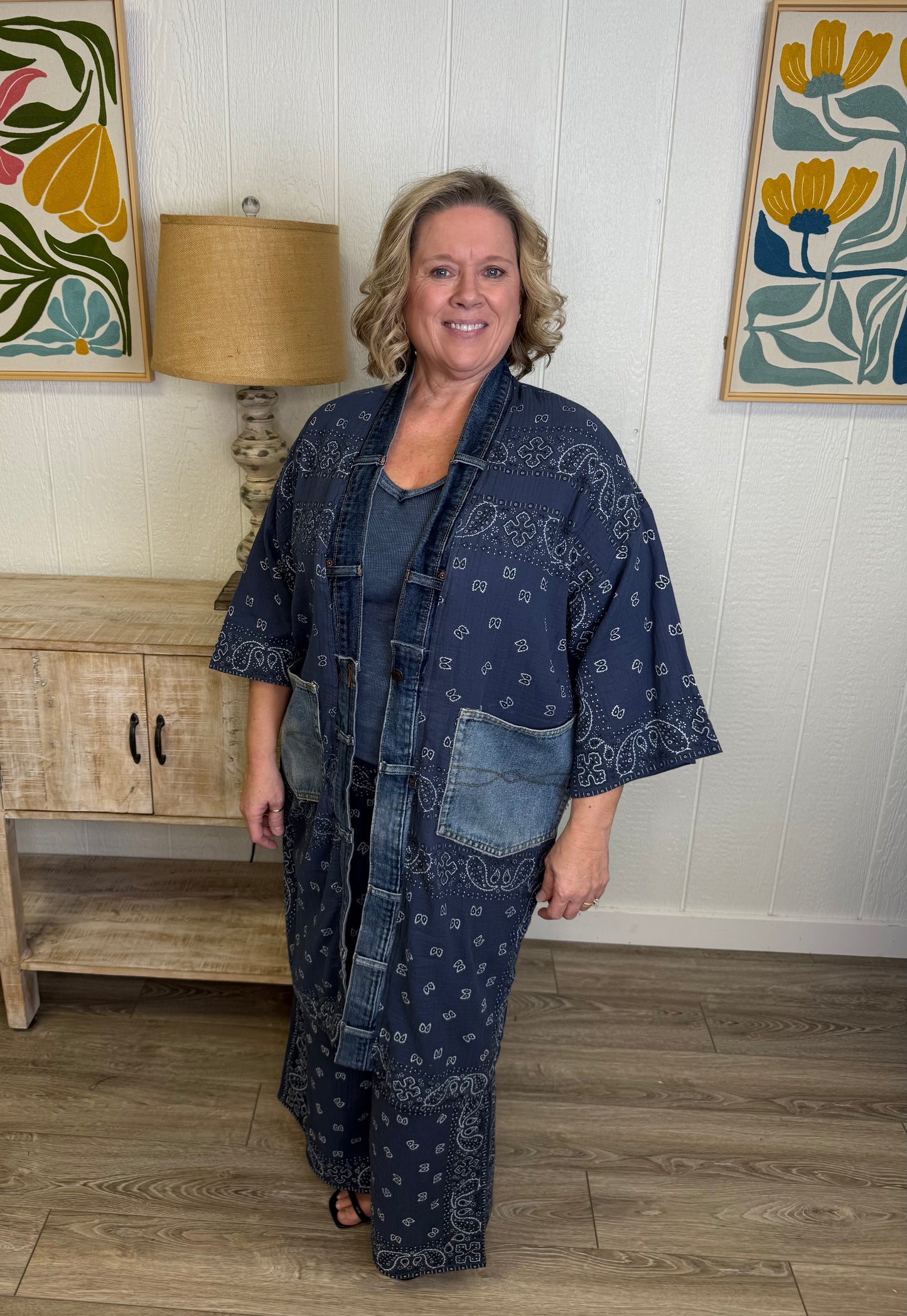 Navy Revival Bandana Cardigan