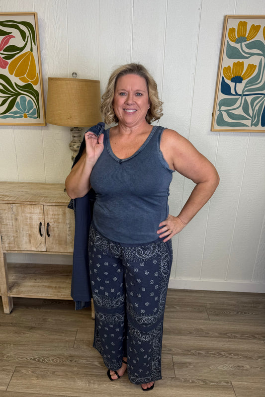 Navy Shimmer Tank Top