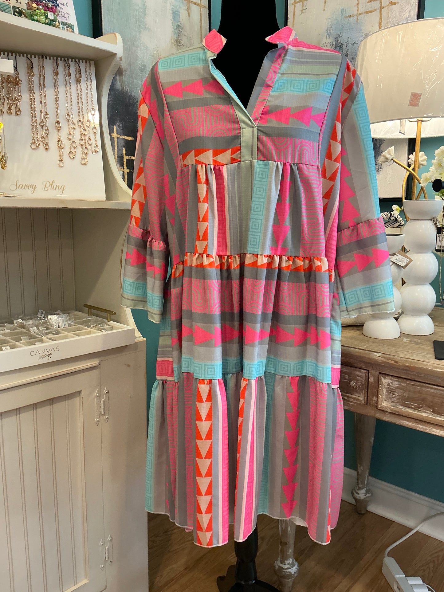 Layla Printed V-Neck Dress