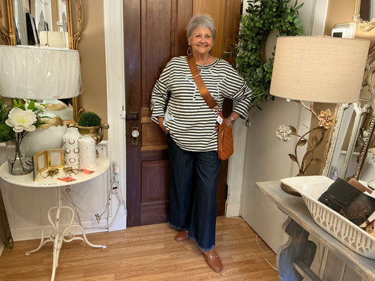 Grey Stripe Star Pullover