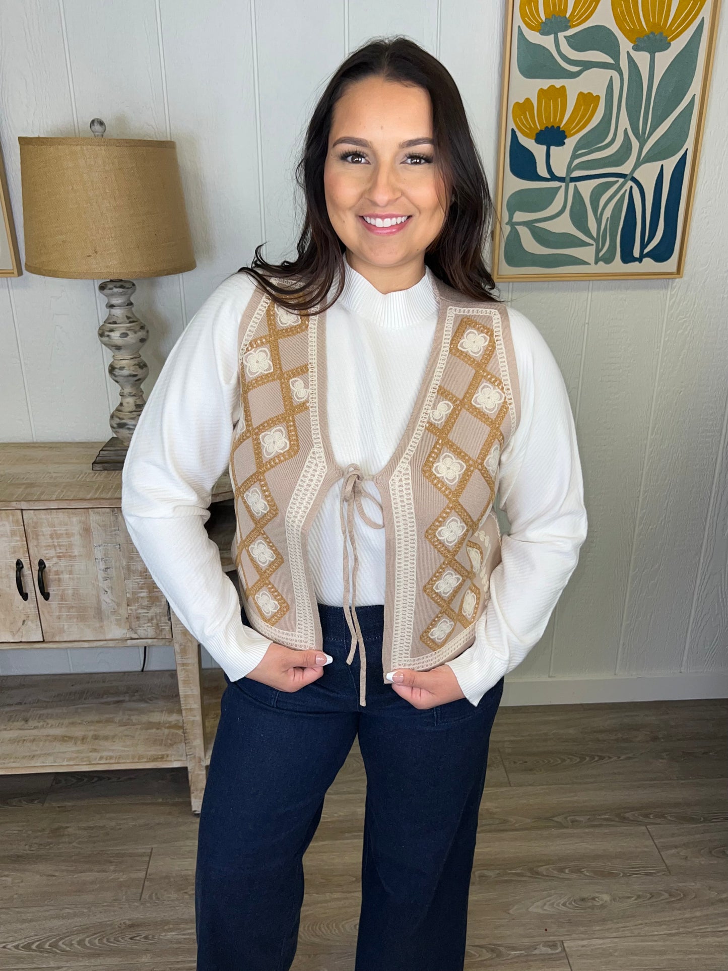 Taupe Charm Tie Vest