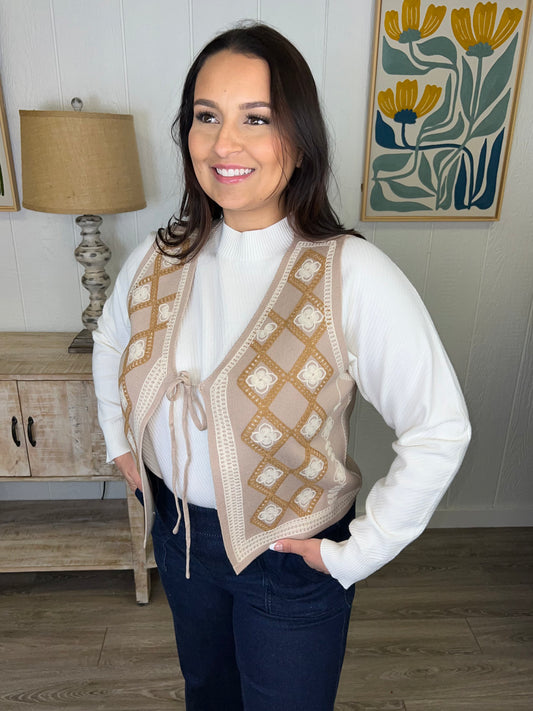 Taupe Charm Tie Vest