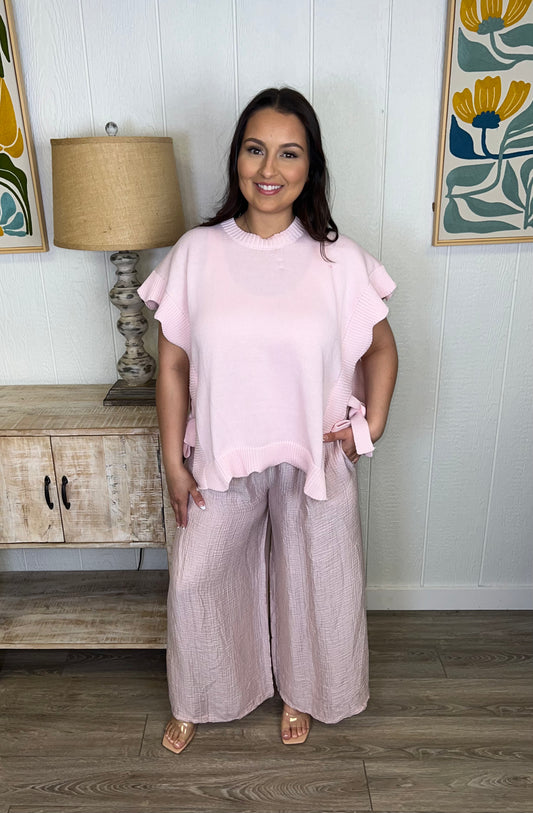 Blush Texture Drawstring Pants
