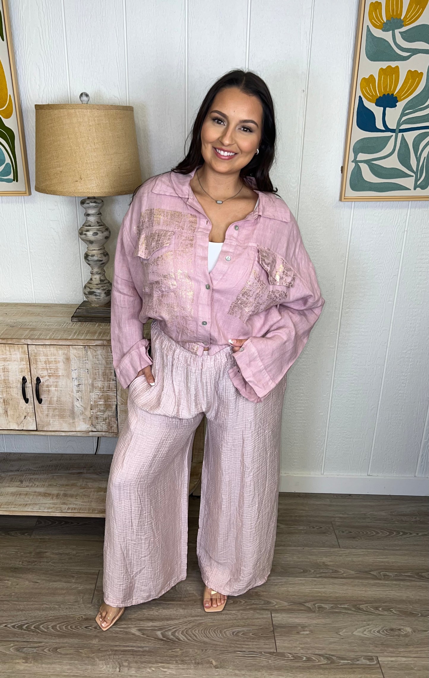 Blush Texture Drawstring Pants