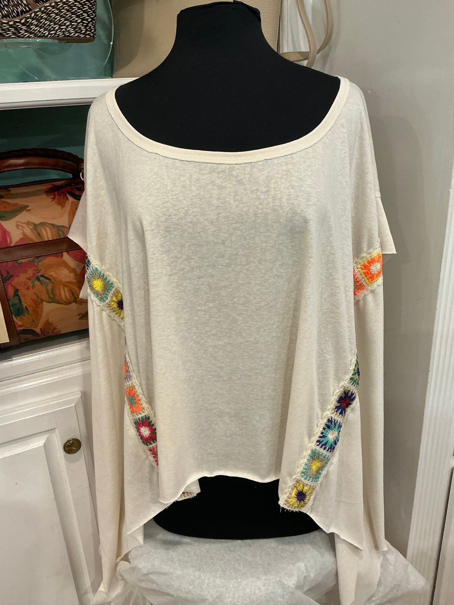 Oversized Hippie Crochet Detail Top