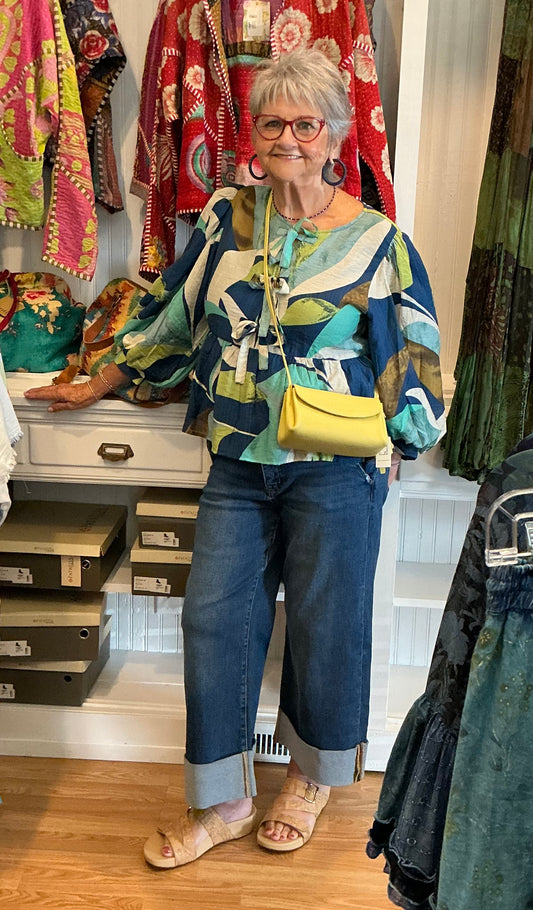 Teal Tide Tie Blouse