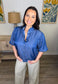 Indigo Glow Ruffle Top