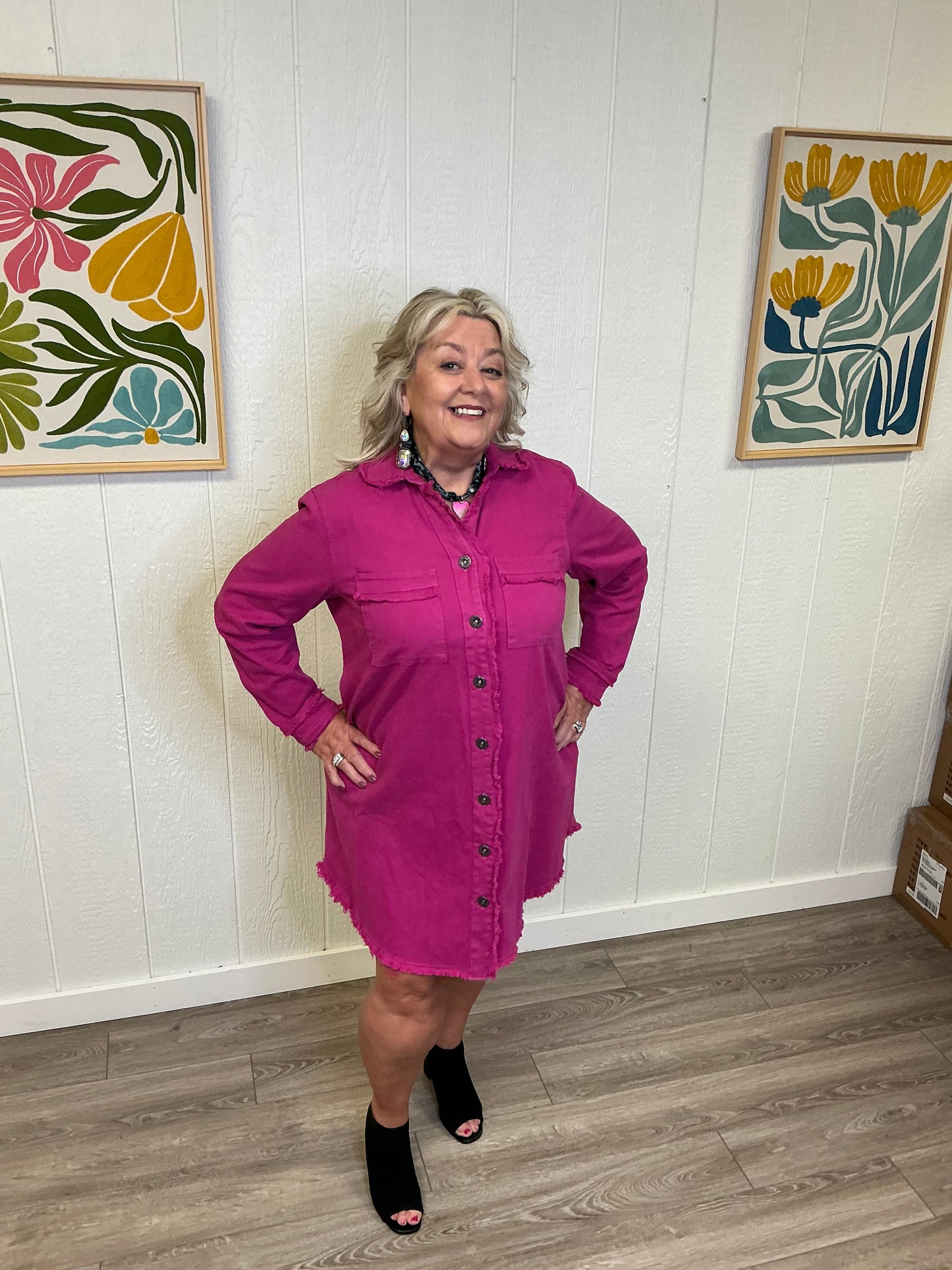 Cotton Pink Twill Dress