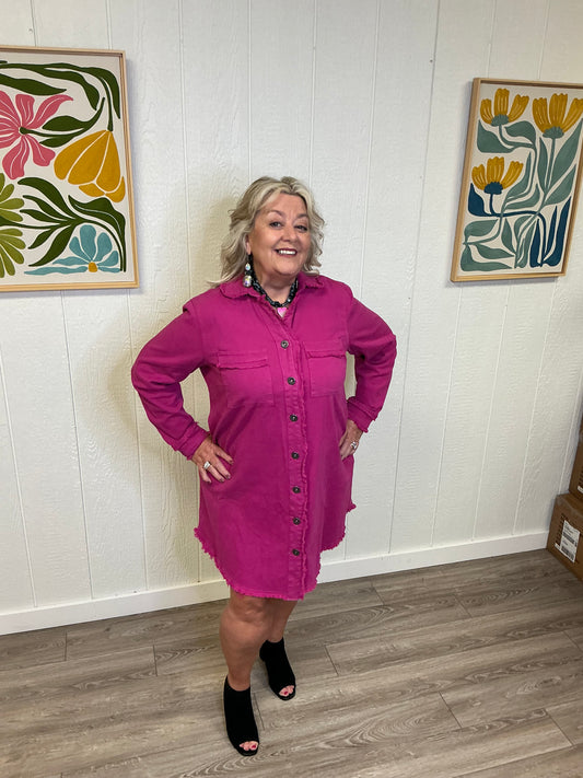 Cotton Pink Twill Dress