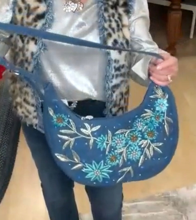 DAHLIA DENIM SHLDR BAG