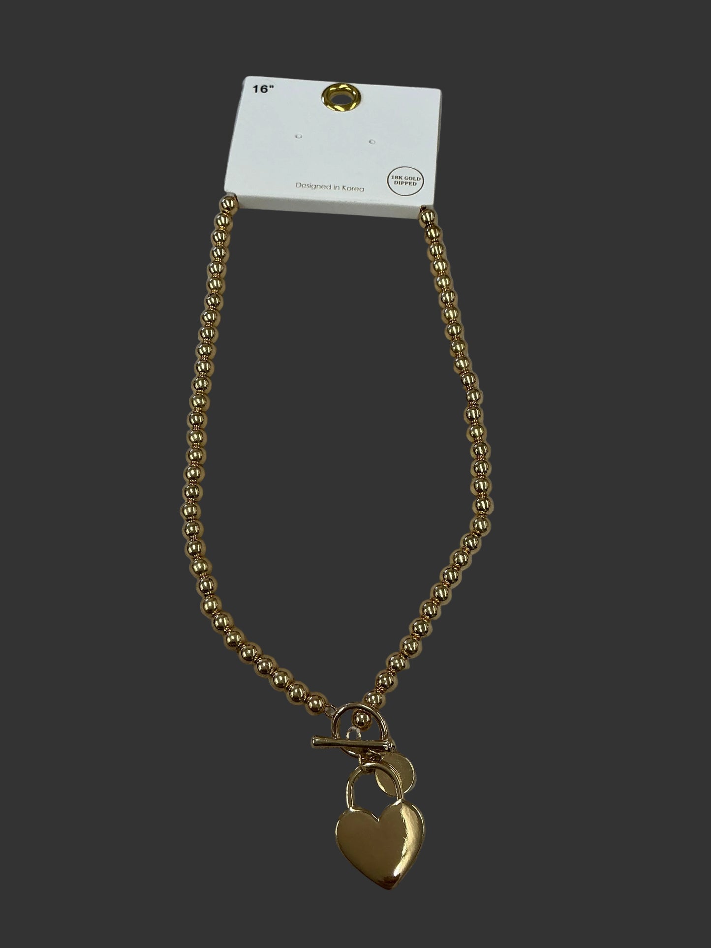GOLD BEAD NCK/HEART (NE82802
