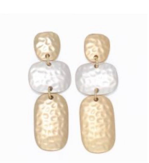 Hammered Two-Tone Drops Earrings