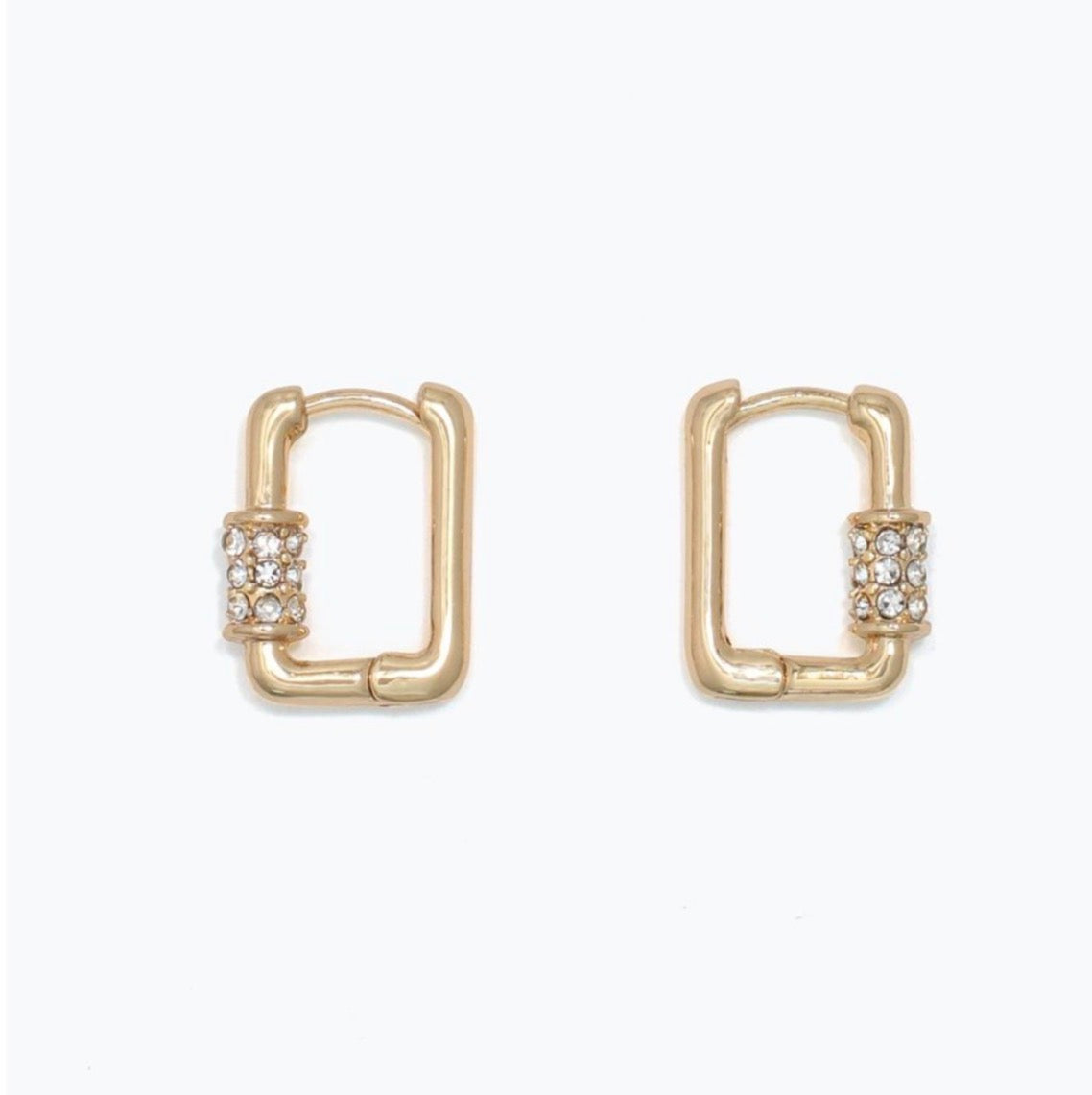 Gold Huggies with Crystals Earrings