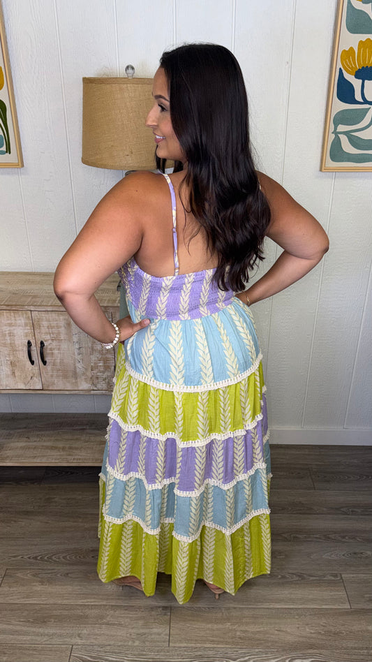 Pastel Breeze Tiered Maxi Dress