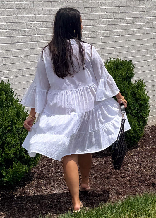 Ivory Grace Embroidered Half Sleeve Dress